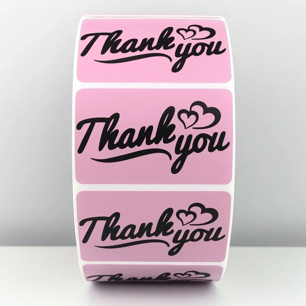 Thank You Stickers with Hearts – Modern Script Labels for Small Business